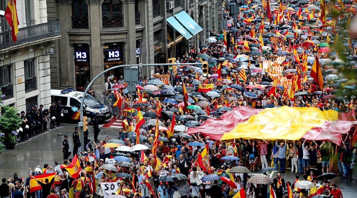 Una manifestación por la unidad de España en Barcelona.