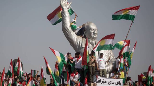 Mitin en Erbil, capital del Kurdistán iraquí.