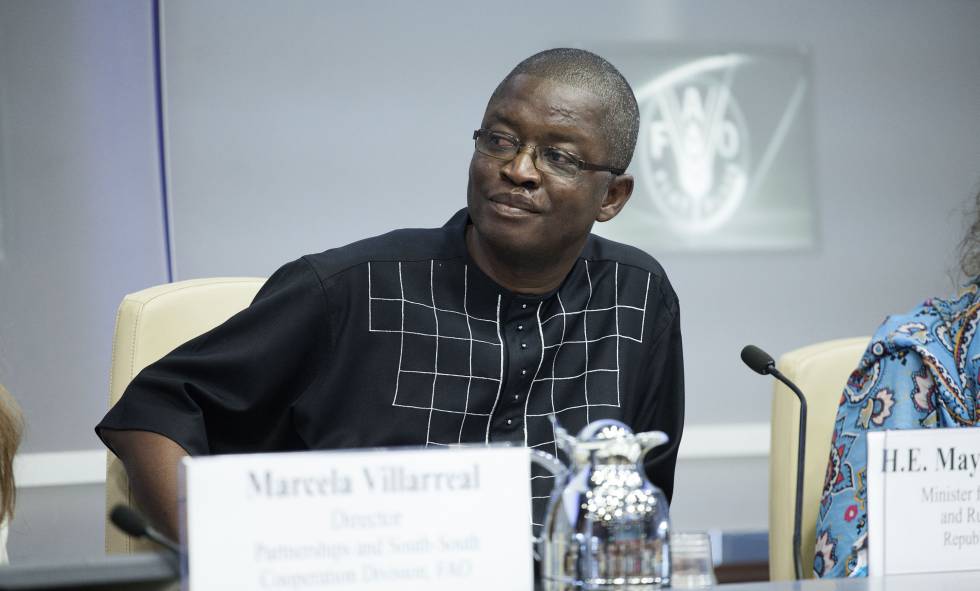El ministro de Desarrollo Rural de Sierra Leona, Maya Moiwo Kaikai, este martes en la sede de la FAO en Roma (Italia).