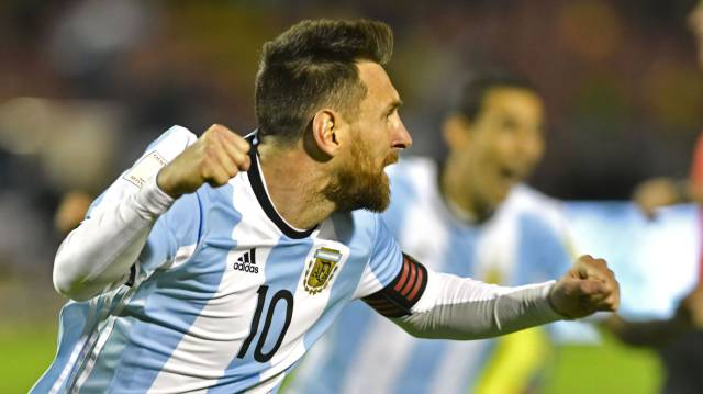 Messi celebra su segundo gol ante Ecuador.