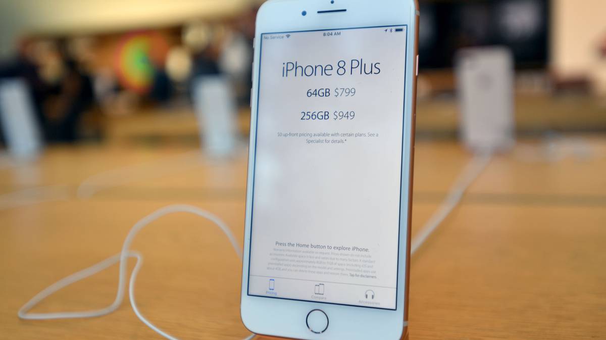 El iPhone 8 Plus en la tienda de Apple de San Francisco.