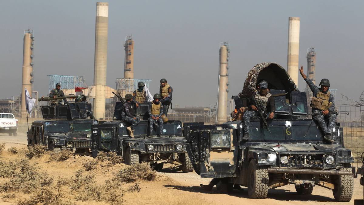 Fuerzas iraquíes, en su camino hacia Kirkuk.