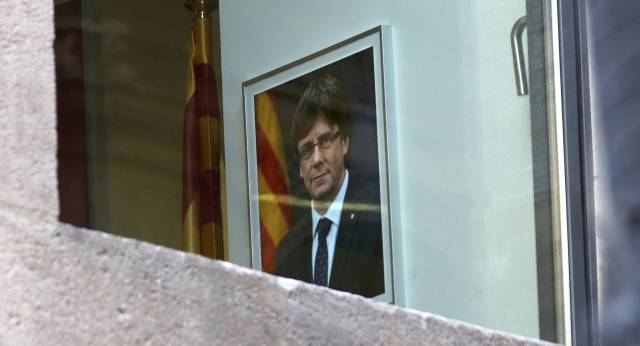 Un retrato de Puigdemont en un despacho de la Generalitat.