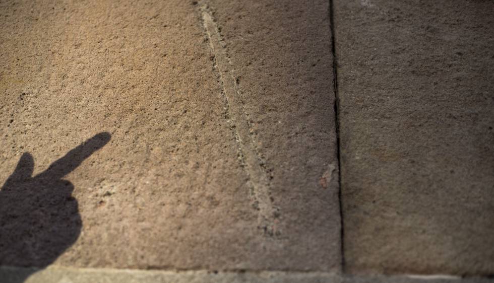 Un icnofósil descubierto en la fachada del Palau de la Justicia de Barcelona