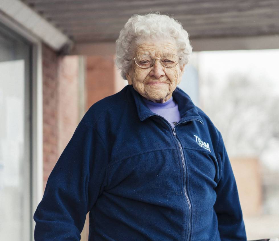 Gladys Kennedy, a 100-year-old Trump supporter from Lebanon, Kansas. 