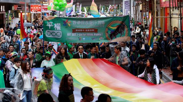 Manifestación del Orgullo gay en Hong Kong, en 2016.