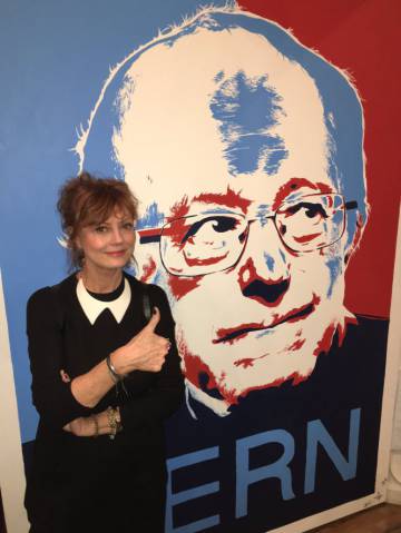 Susan Sarandon apoyando al candidato del Partido Demócrata Bernie Sanders en 2016.