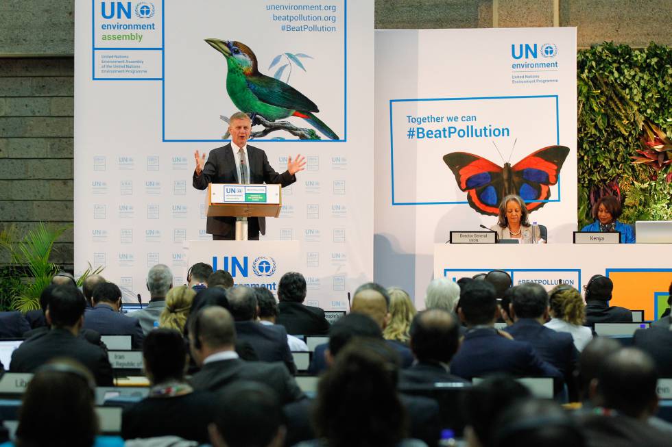 Erik Solheim, director de ONU Medioambiente, en la inauguraciÃ³n de la Asamblea de Naciones unidas sobre Medioambiente, en Nairobi (Kenia), este lunes.