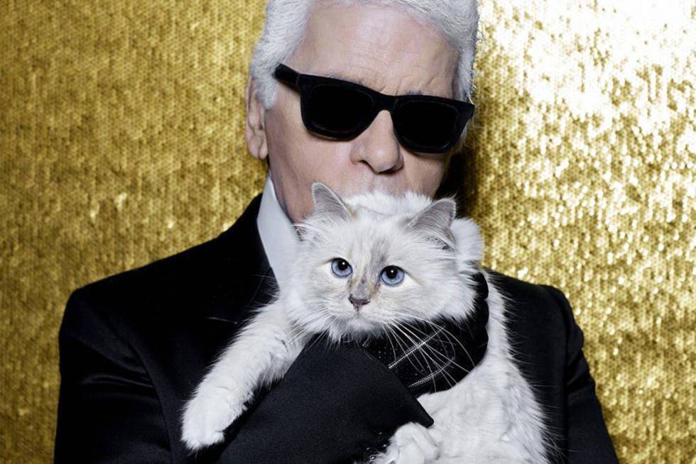 Karl Lagerfeld y su gata en una foto de Instagram utilizada para felicitar el año 2017.