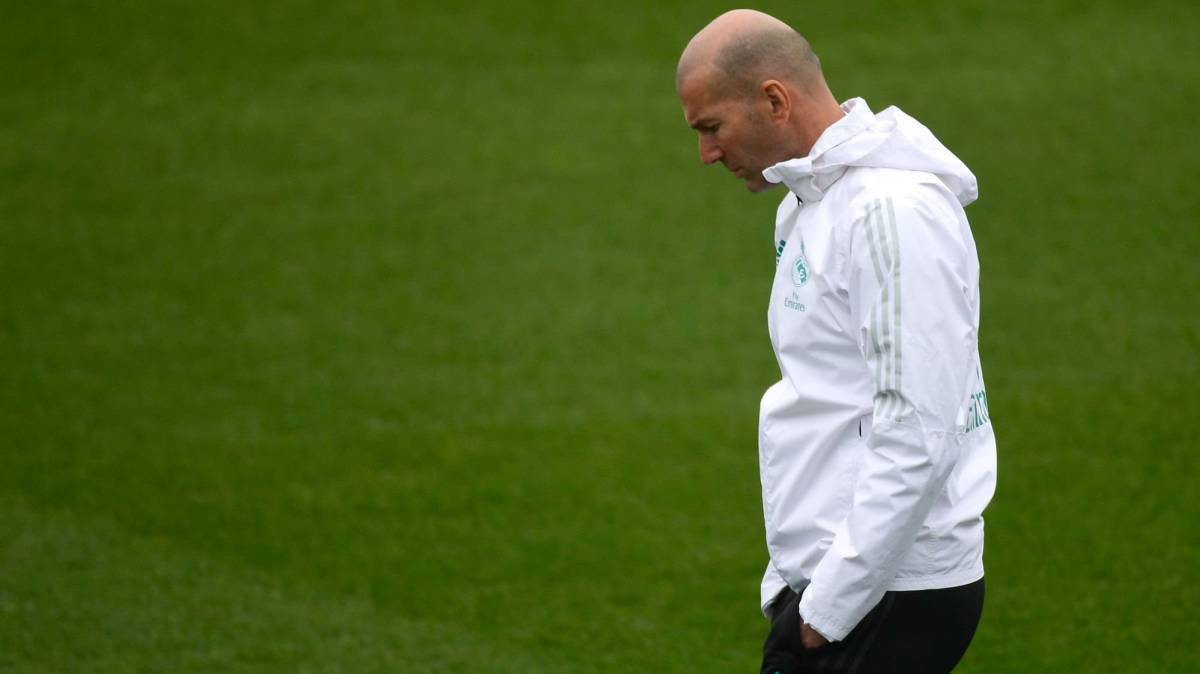 Zidane en el entrenamiento este martes.
