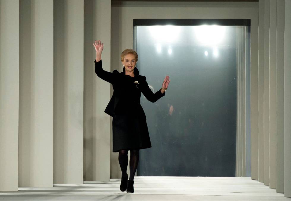 Carolina Herrera, tras el desfile de su colección otoñoinvierno en 2014 en Nueva York.