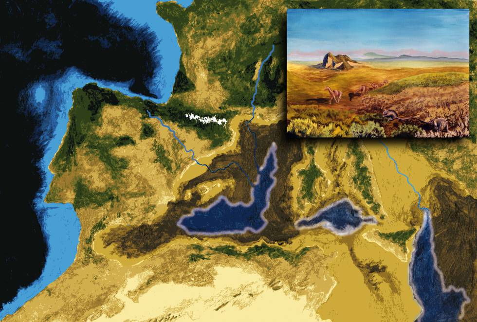 Topografía europea durante la crisis salina del Messiniense, hace 6 millones de años.