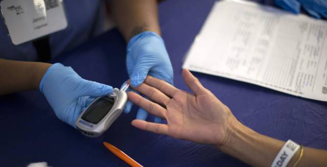 A diabetes test is administered.