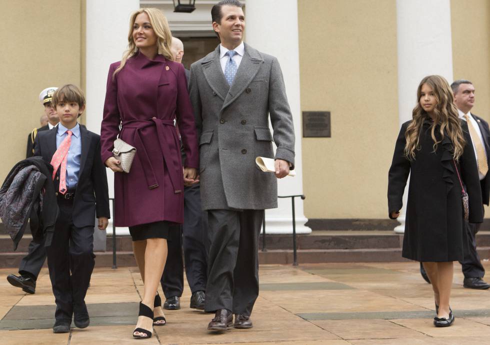 Donald Trump Jr con su esposa Vanessa y sus hijos el día de la investidura del presidente Donald Trump el 20 de enero de 2017 en Washington.