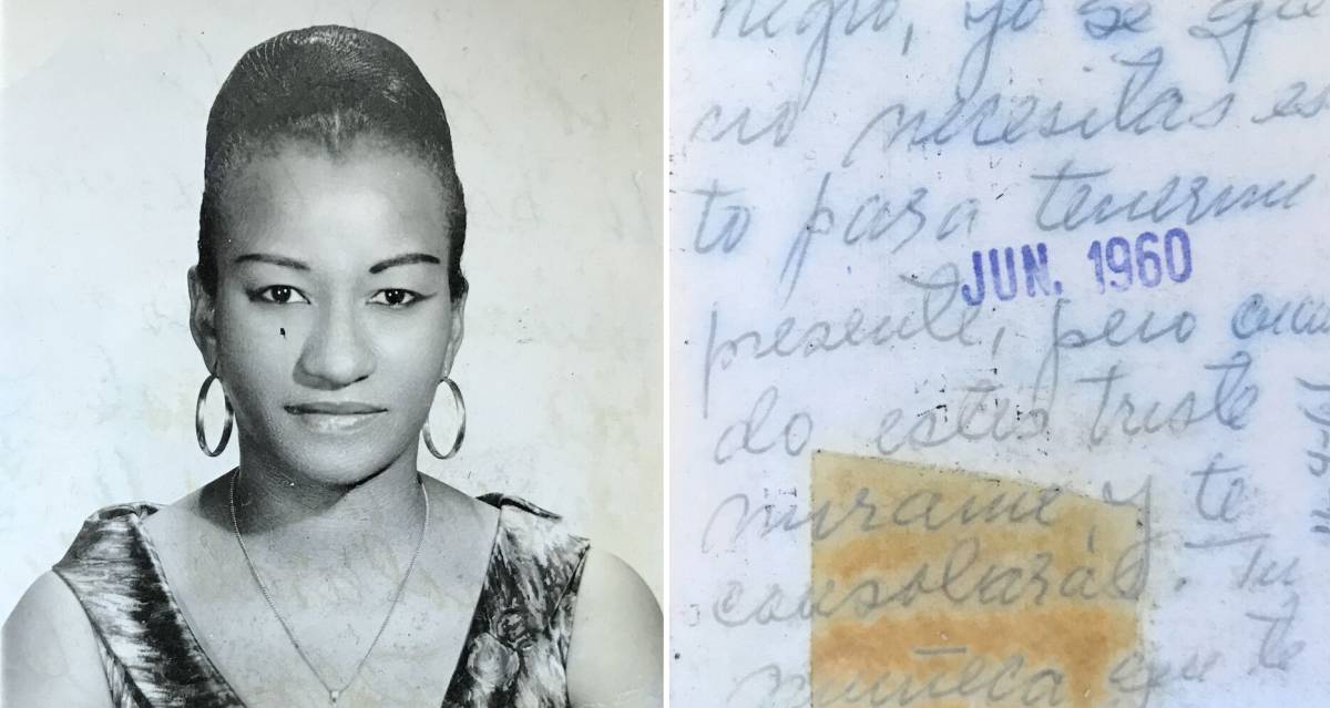 Celia Cruz, en junio de 1960, y una nota a su esposo.