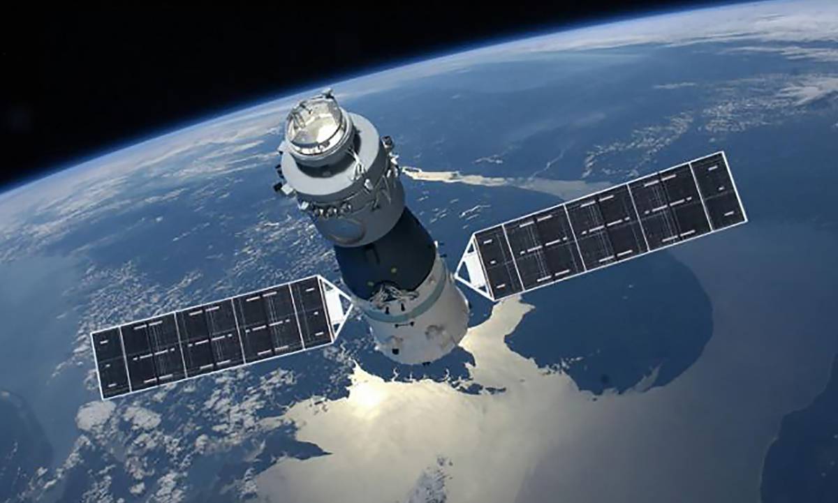 Recreación de 'Tiangong-1' en órbita.