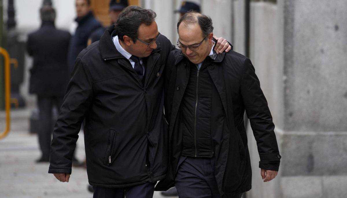 Jordi Turull (derecha) y Josep Rull, a su llegada al Supremo.
