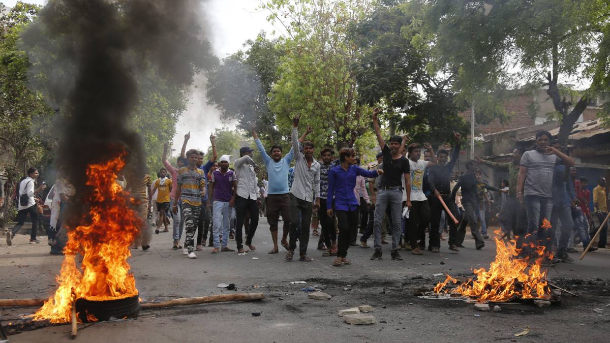 Miembros de los 'intocables' en Ahmedabad (India).
