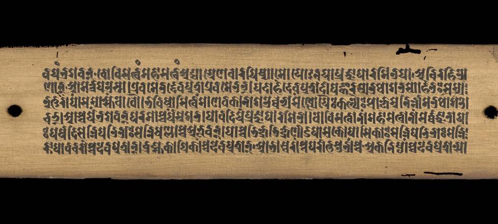 Tabla escrita en sánscrito, una de las lenguas indoeuropeas más antiguas.