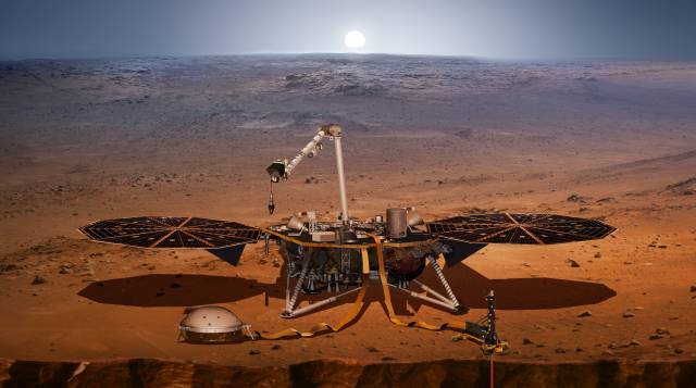 Reconstrucción de Insight en Marte.