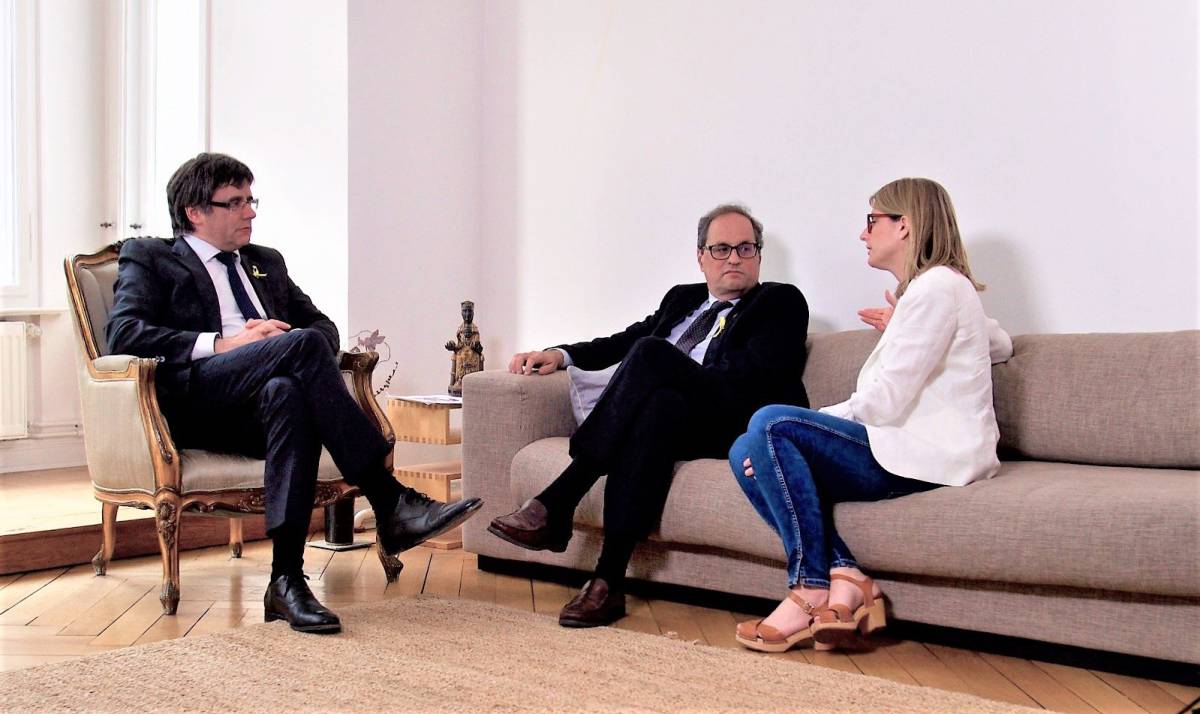 Carles Puigdemont, Quim Torra y Elsa Artadi, este jueves en BerlÃ­n.