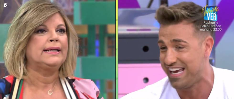 Terelu Campos y Rafa Mora durante una discusión en el programa 'Sálvame'