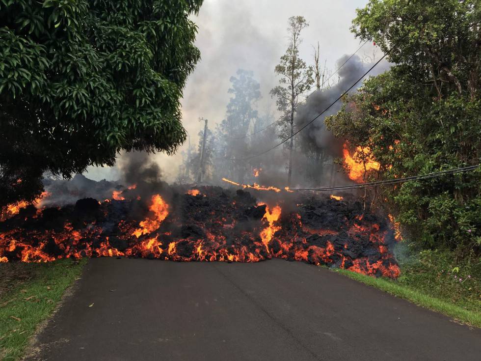 Imagen de los efectos de la erupción del volcán Kilauea que medios británicos han usado para ilustrar su información sobre el Teide.