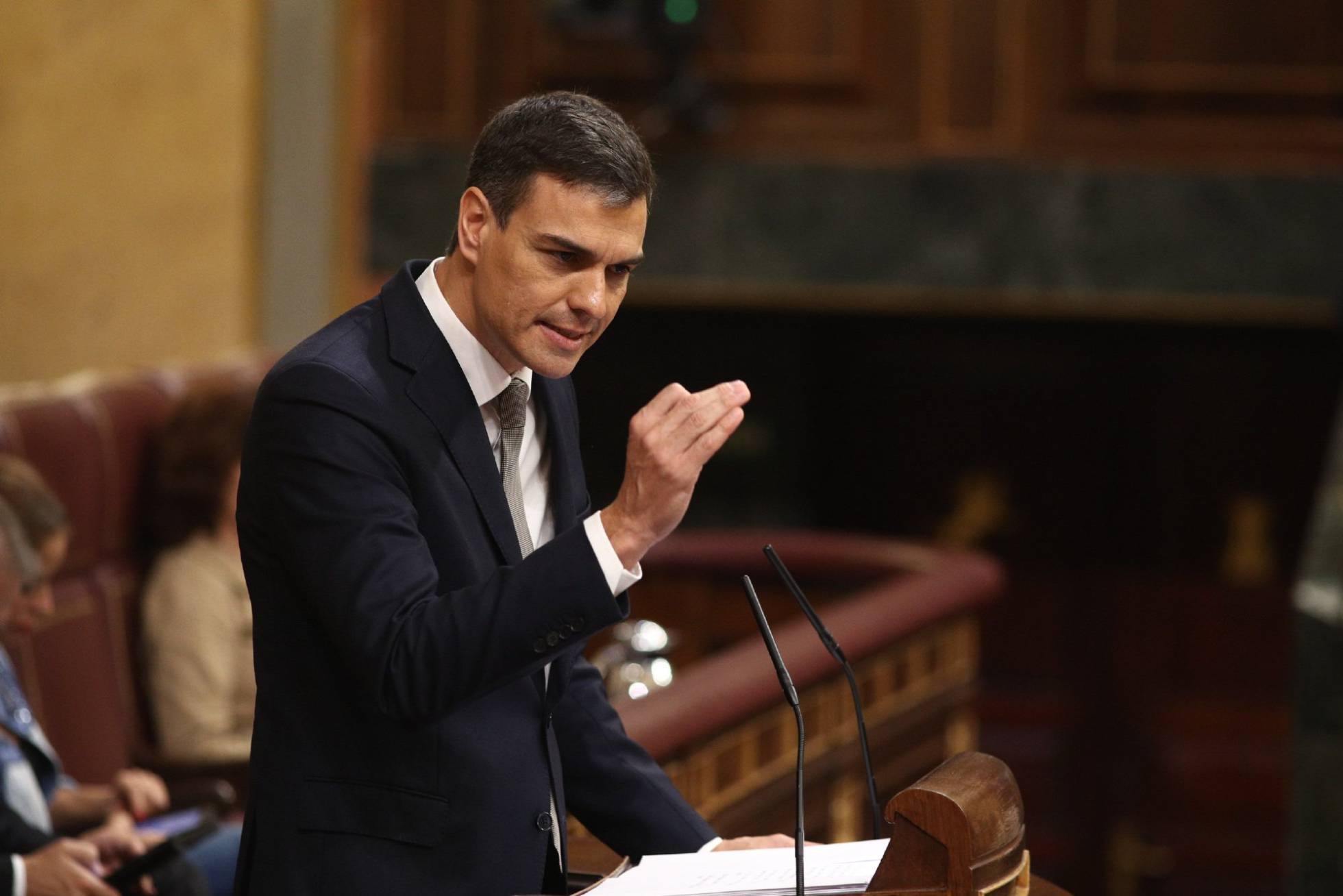 Τον ηγέτη του Σοσιαλιστικού Κόμματος Pedro Sánchez κατά τη διάρκεια της συζήτησης την Πέμπτη.