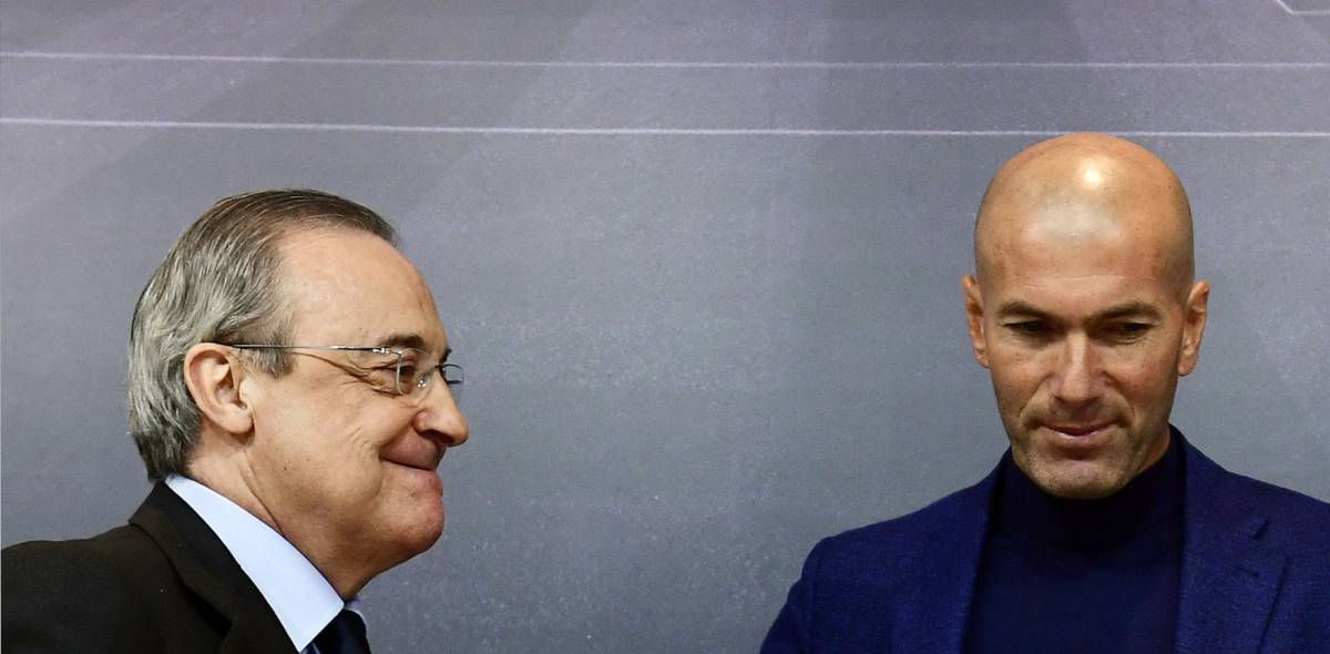 Florentino Pérez y Zinedine Zidane, durante la comparecencia