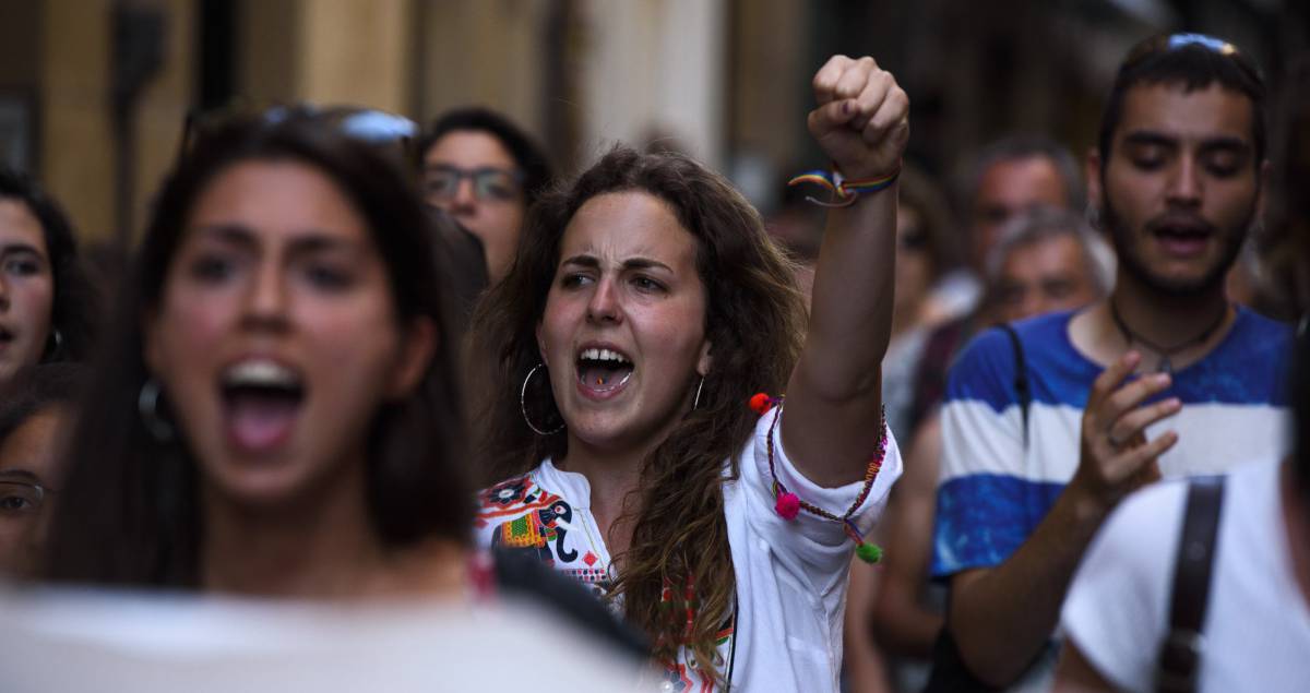 Protesta en Pamplona por la puesta en libertad provisional de La Manada.