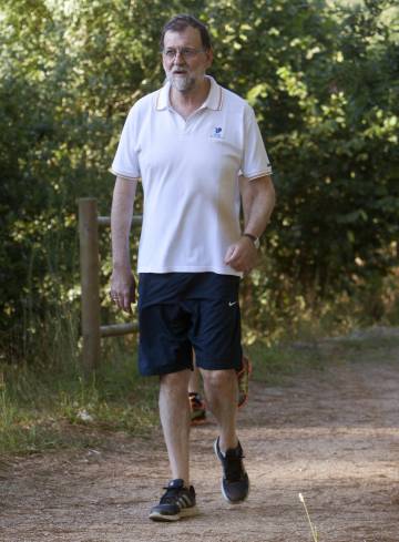 El expresidente del Gobierno, Mariano Rajoy, en Ribadumia (Pontevedra).