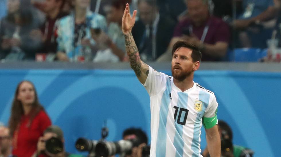 Lionel Messi en el partido Argentina-Nigeria en el Mundial 2018.