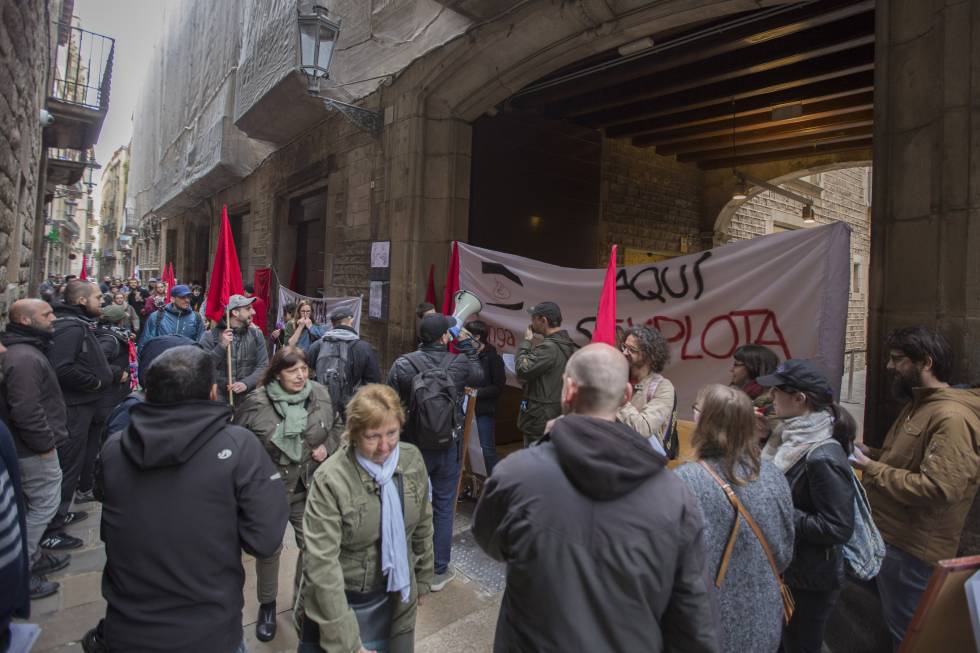 Huelga de los trabajadores del museo Picasso de Barcelona.