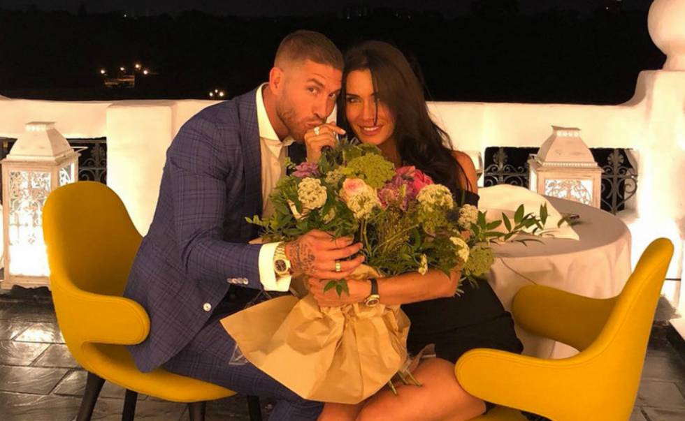 Pilar Rubio y Sergio Ramos en el anuncio de la pedida de mano.