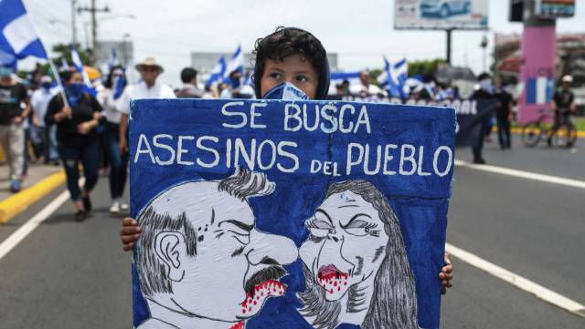 Un niño en una protesta contra Ortega en Managua.