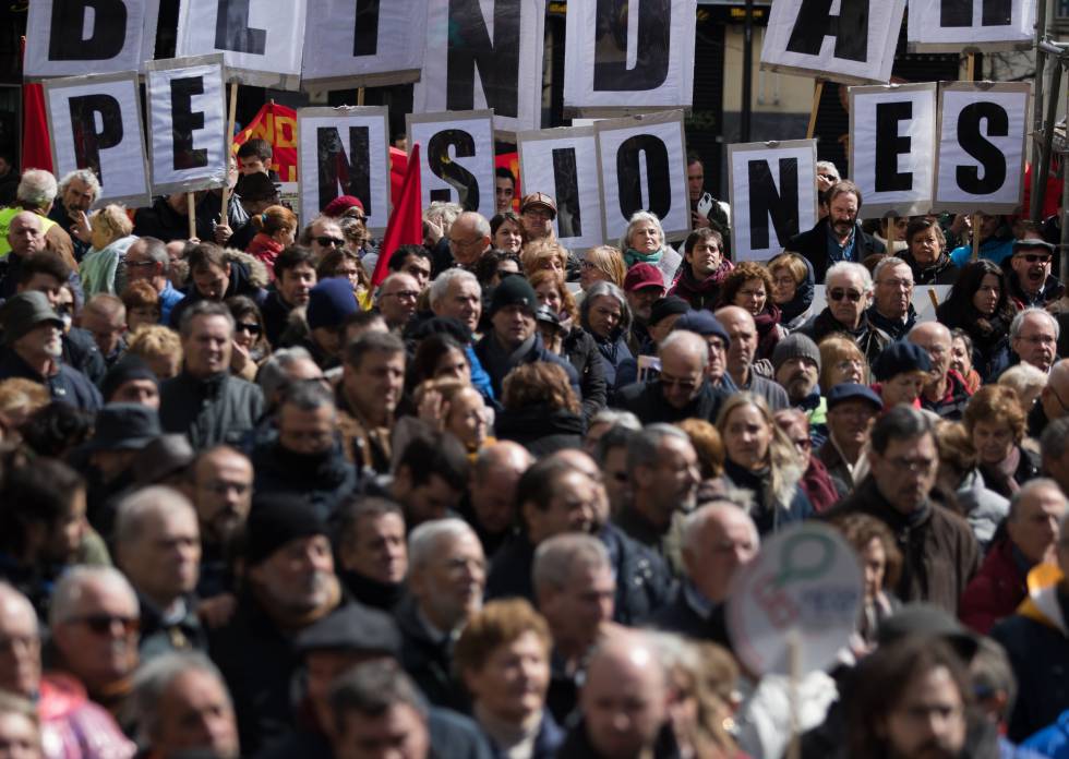 Manifestación de pensionistas en Madrid, en marzo pasado.