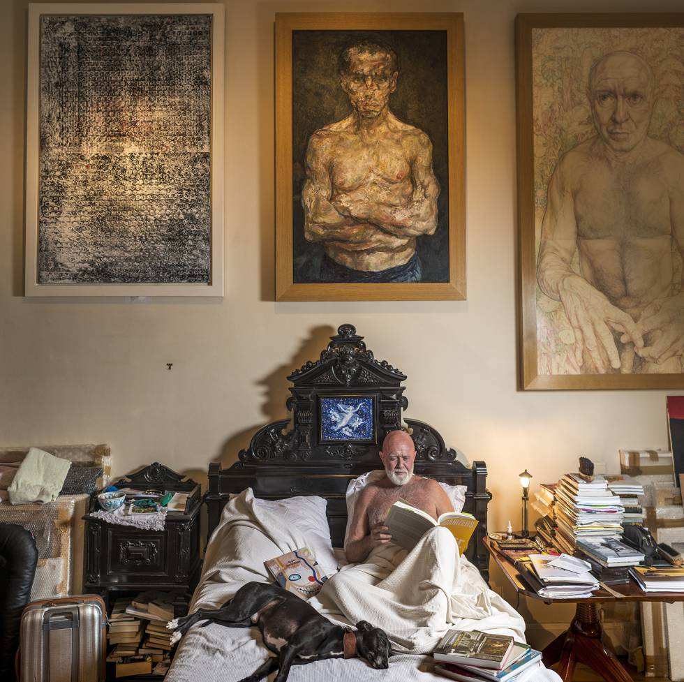 Modern Art In Bed With Roberto Polo English El PaÍs Roberto Polo And Otelo His Whippet Inside Their Home In Brussels Sofía Moro