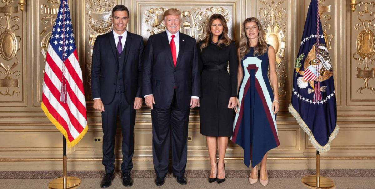 Pedro Sánchez, Donald y Melania Trump y Begoña Gómez.