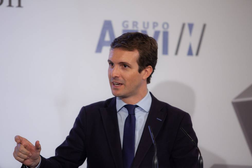 El presidente del PP, Pablo Casado, en una intervención pública en Sevilla. 