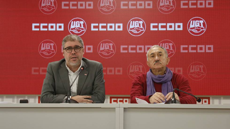 El secretario general de CC.OO, Unai Sordo, y el de UGT, Pepe Álvarez, se reúnen para analizar la situación del diálogo social y las propuestas sindicales para los primeros meses de 2019.