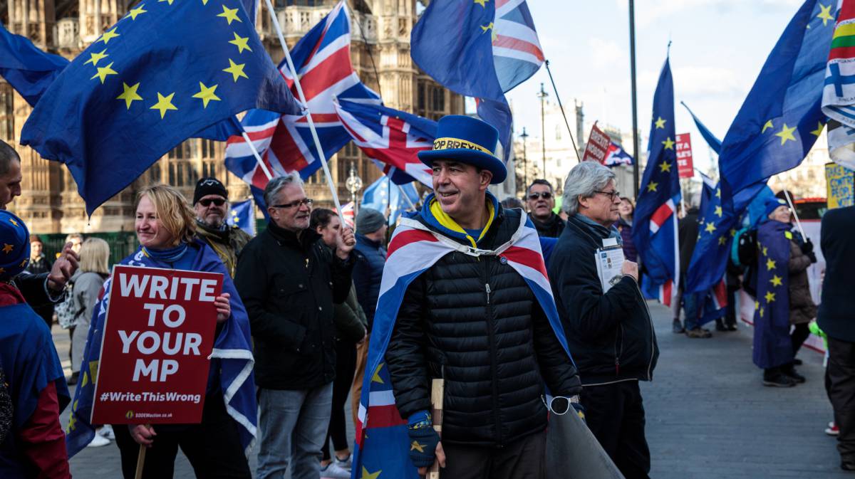 Manifestantes contrarios al Brexit, este martes.