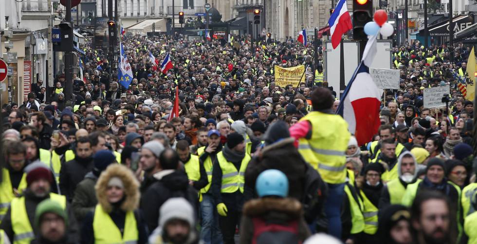 Manifestación en París convocada por los 'chalecos amarillos', el sábado 12 de enero. 