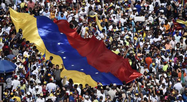 Manifestación en apoyo a Guaidó en Caracas.