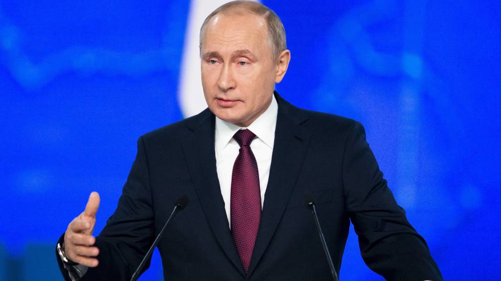 El presidente de Rusia, Vladimir Putin, durante su discurso en Moscú.