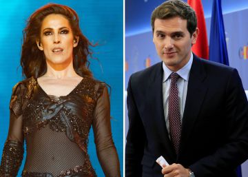 La cantante Malú y, a la derecha, el líder de Ciudadanos, Albert Rivera.