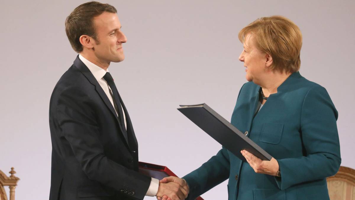 Macron y Merkel, este viernes.