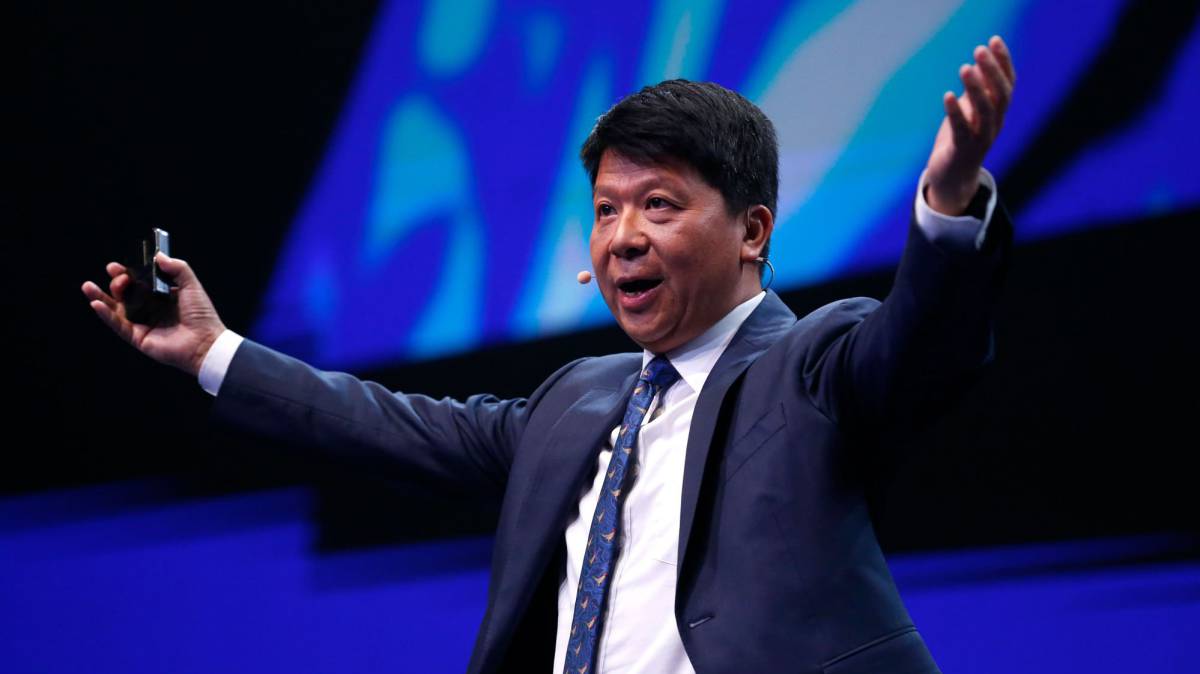 Guo Ping, presidente de Huawei, este martes.