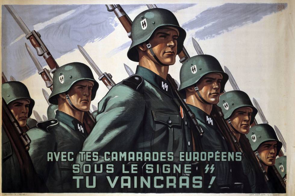 Cartel que animaba a los franceses unirse a las SS alemanas, en el aÃ±o 1943.