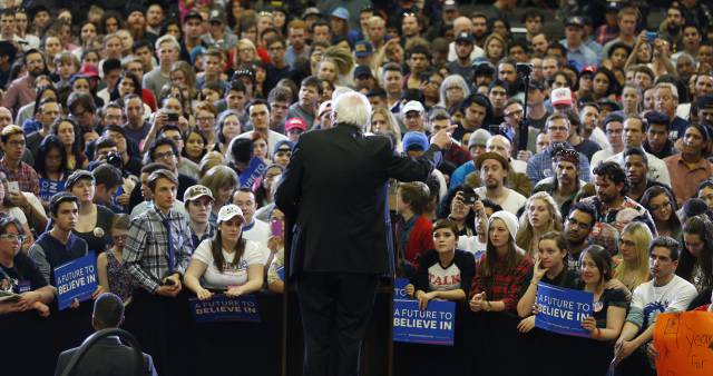 Bernie Sanders, en un mitin en 2016. 