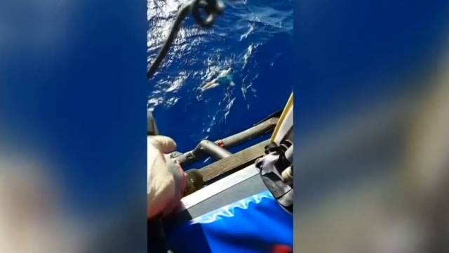 Arne Murke filmado desde el helicóptero de rescate.